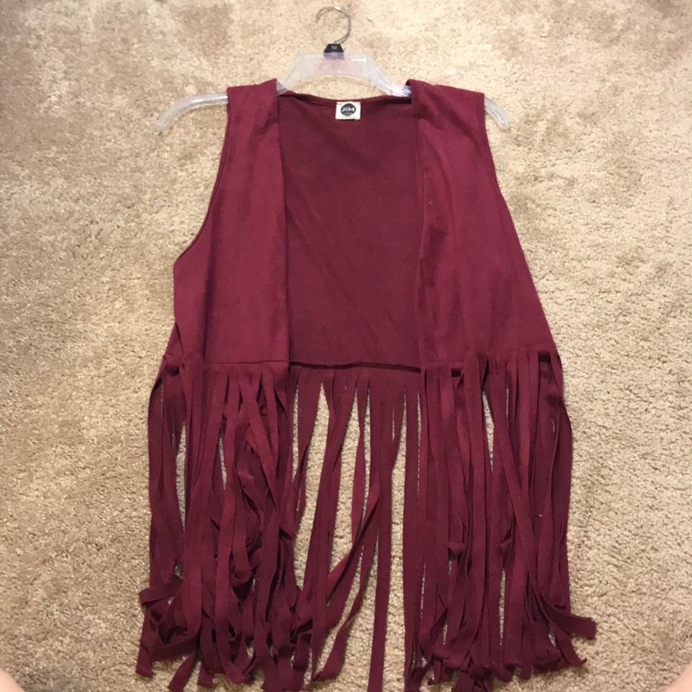 Burgundy Fringe Vest